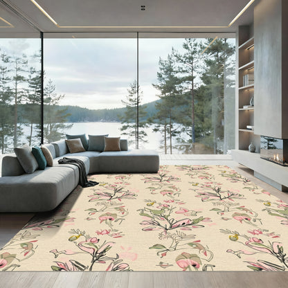 Soft Pink Delicate Branch Floral Rug