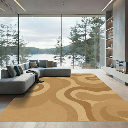 Warm Earth Tones Swirl Abstract Rug