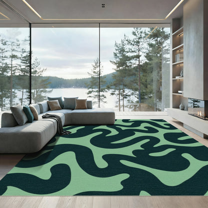 Teal Abstract Organic Flow Rug