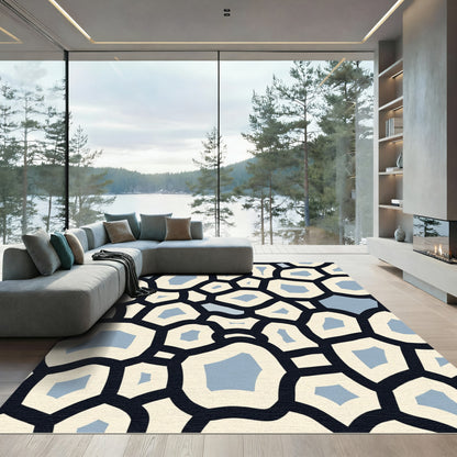 Cobalt Cream Pebble Cluster Rug