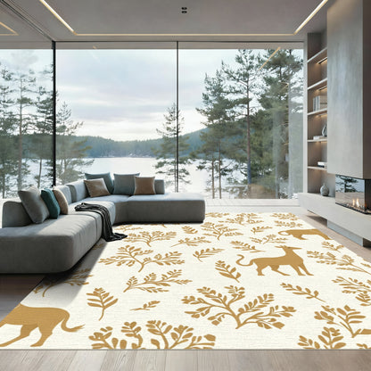Golden Safari Animal Folk Art Rug