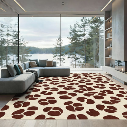 Modern Cream Brown Abstract Spot Rug