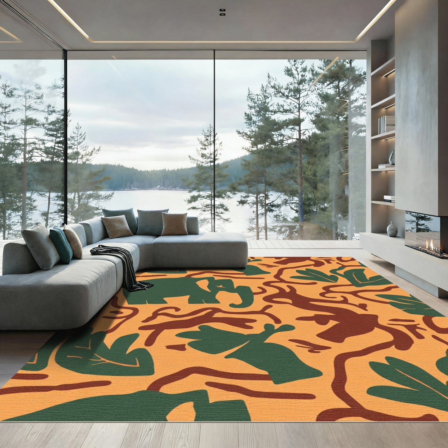 Savanna Elephant Jungle Vine Rug