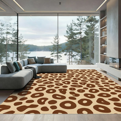 Brown Tan Spots Animal Print Rug