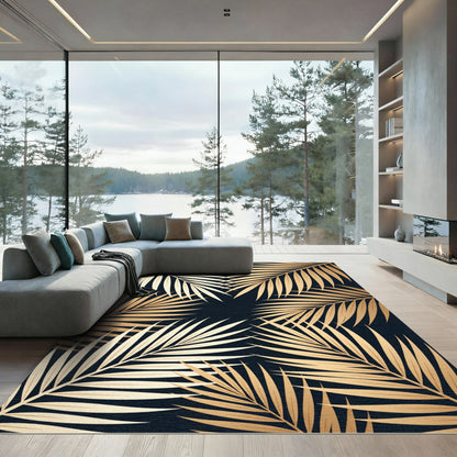 Golden Palm Frond Foliage Rug