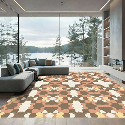 Earthy Geometric Echo Medallion Rug