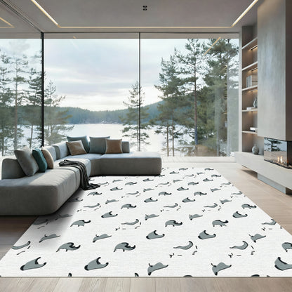 Gray Abstract Swirl Shape Arrangement Rug