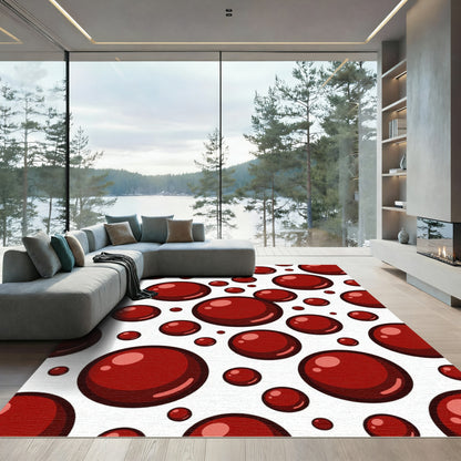 Crimson Bubbly Circle Scatter Rug