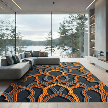 Golden Filigree Interlocking Archway Rug
