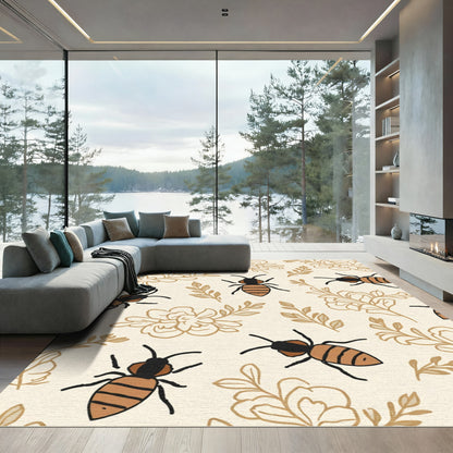 Golden Bee Floral Garden Rug