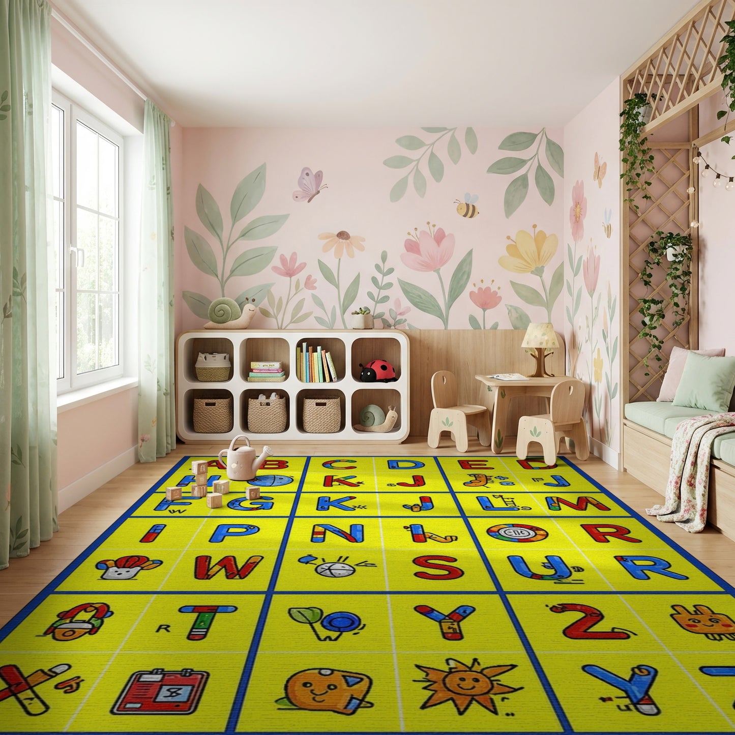 Colorful Playful Alphabet Cartoon Rug