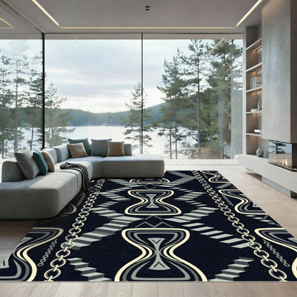 Abstract Staircase Hourglass Chain Composition Rug