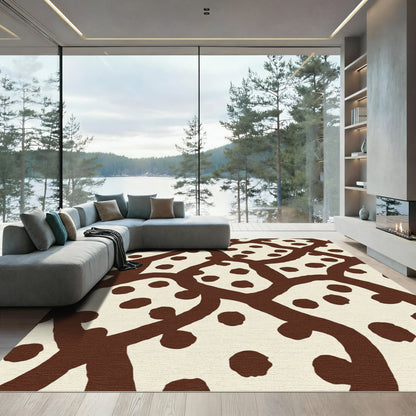 Cream And Brown Intertwined Dots Rug