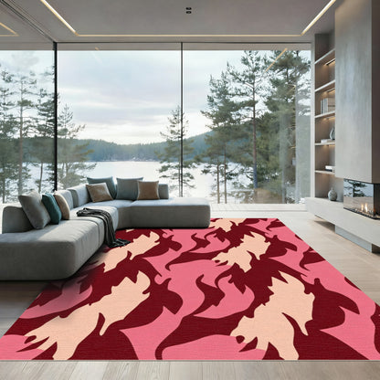 Crimson Pink Abstract Flame Composition Rug