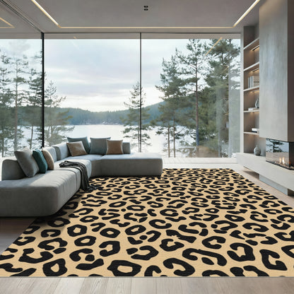 Tan Black Animal Spot Spotting Rug