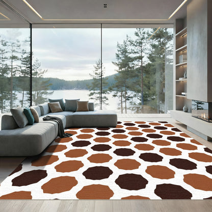 Chocolate Brown Hexagon Geometric Rug