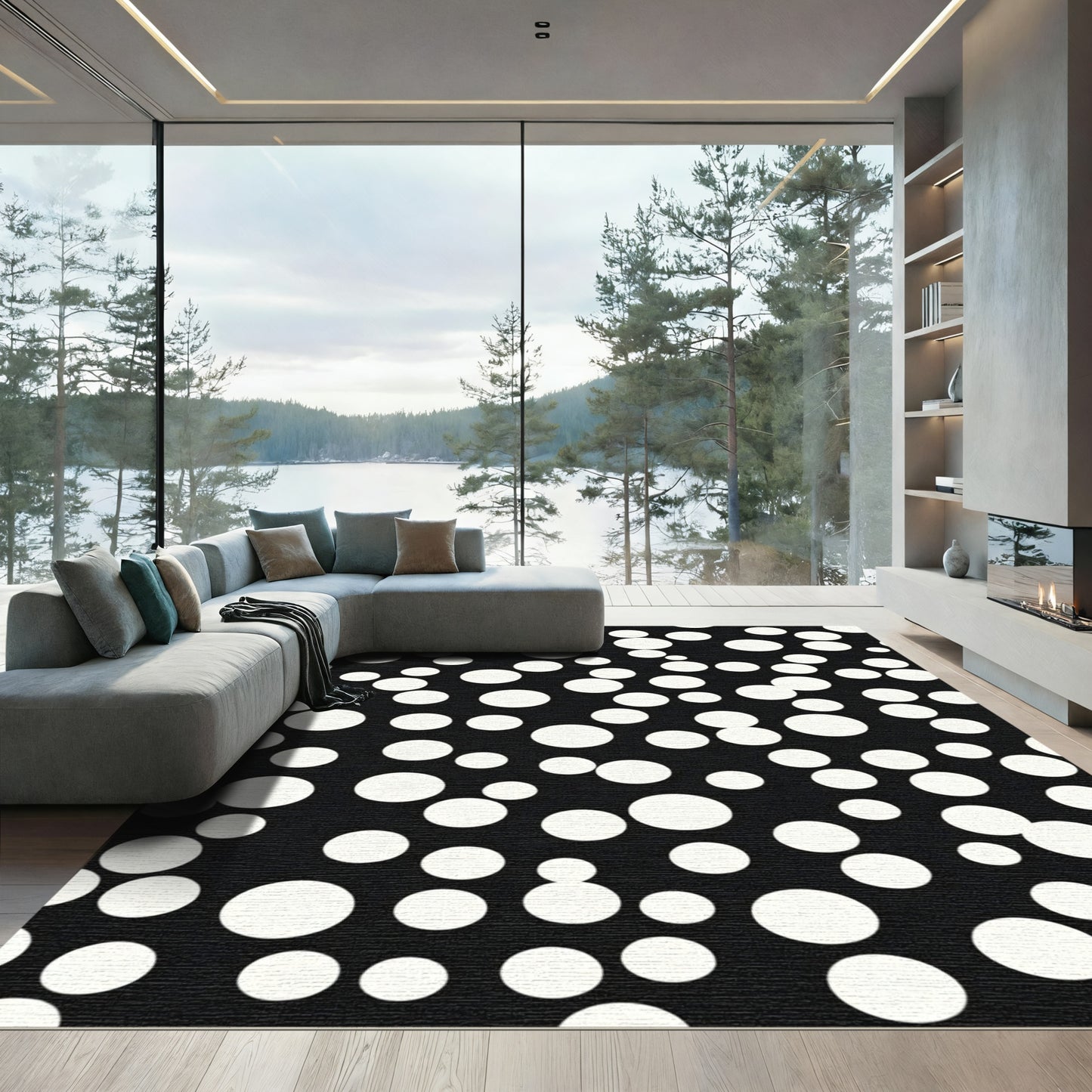 Black White Polka Dot Scatter Rug