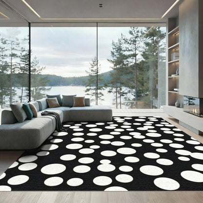 Black White Polka Dot Scatter Rug