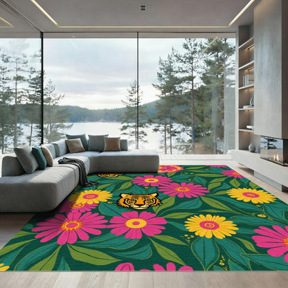 Vibrant Tiger Floral Garden Rug