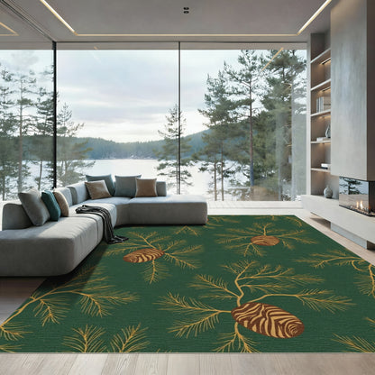 Earthy Pinecone And Evergreen Branches Rug