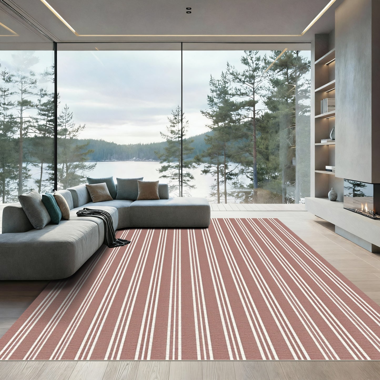 Rose Gold Double Stripe Rug