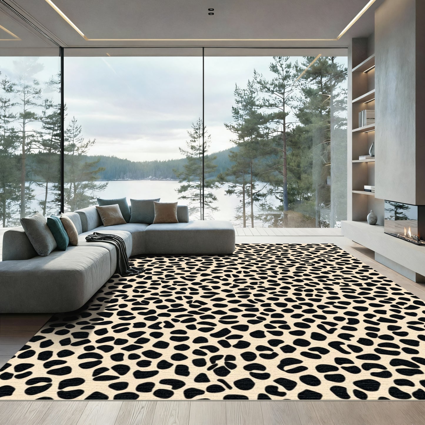 Beige Leopard Spots All Over Rug