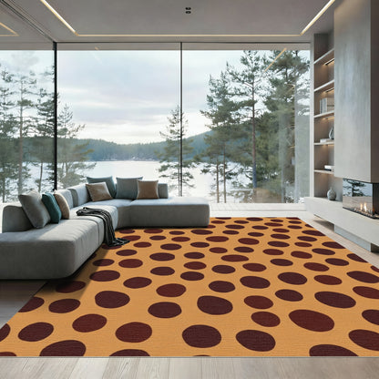 Warm Ochre Spotted Animal Print Rug