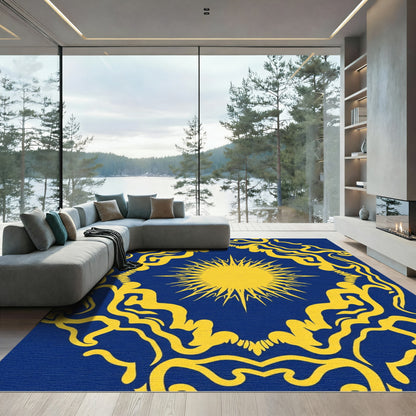 Royal Blue Sunburst Mandala Rug