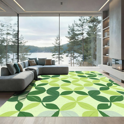 Green Leafy Petal Mosaic Rug