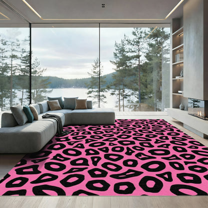 Pink Black Animal Spot Rug