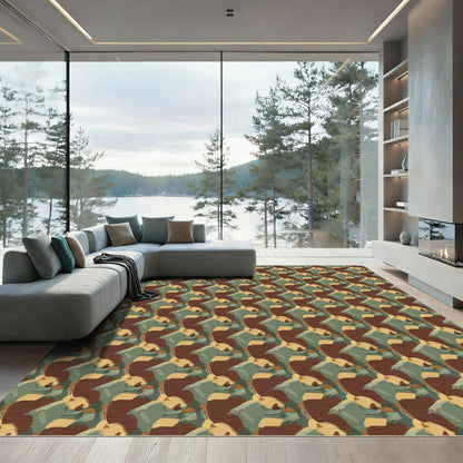Earthy Toned Abstract Overlapping Shapes Rug