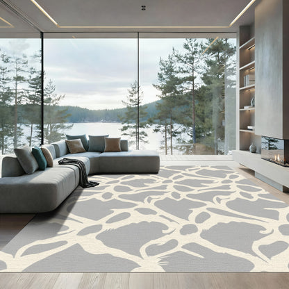 Grey Beige Abstract Organic Link Rug