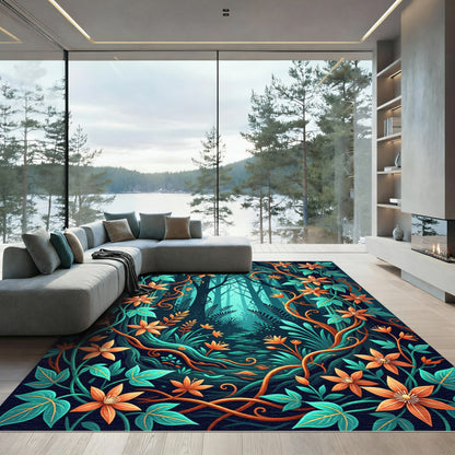 Enchanted Floral Forest Vines Rug