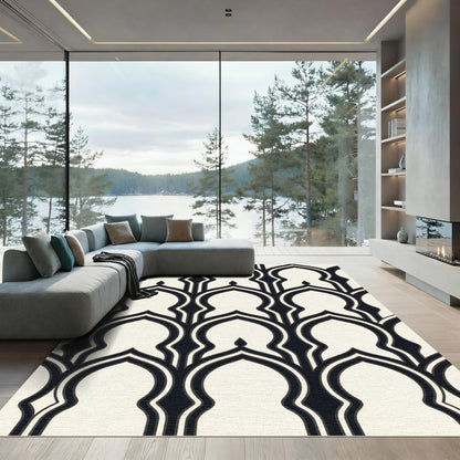 Monochrome Geometric Moorish Arch Rug