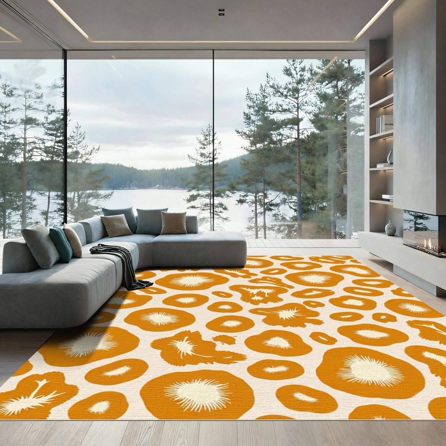 Orange Blossom Radial Burst Rug