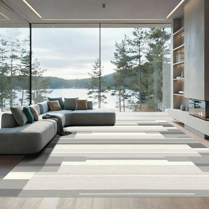 Modern Gray Geometric Rectangular Composition Rug