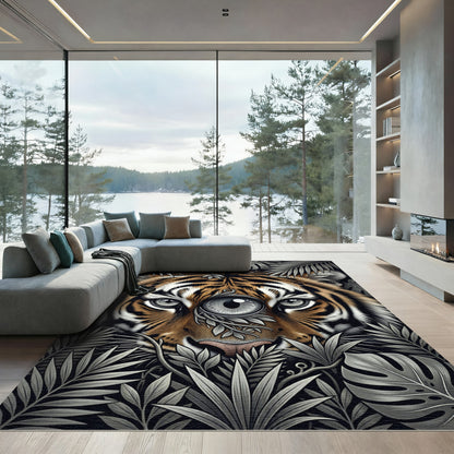 Mystical Tiger Eye Jungle Leaves Rug