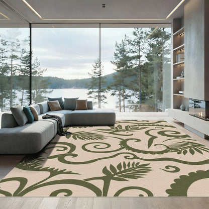 Earthy Organic Swirl Foliage Rug