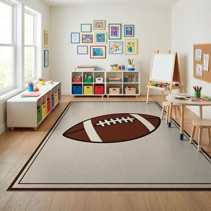 Brown and White Laced Football Rug