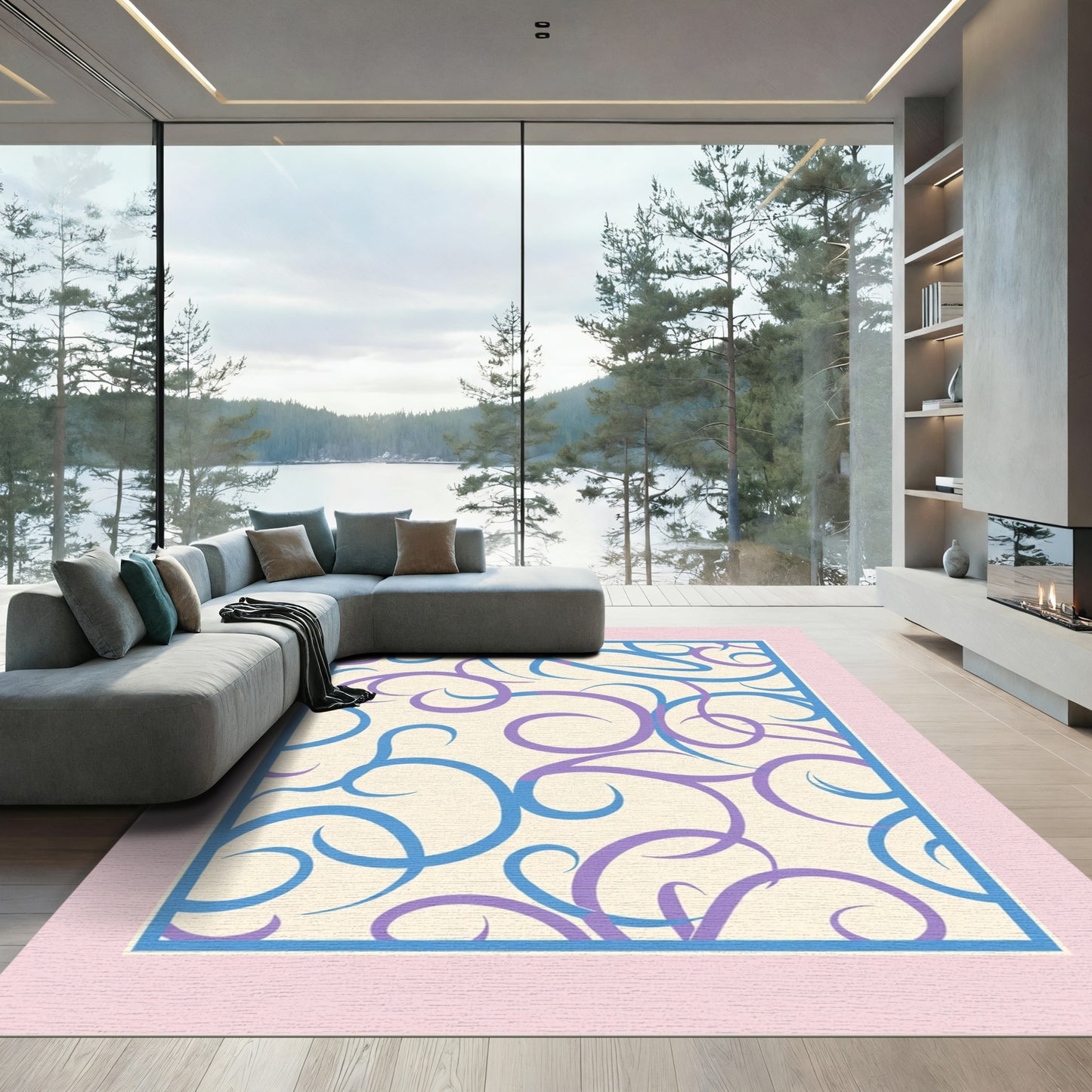 Pastel Swirl Curled Ribbon Rug