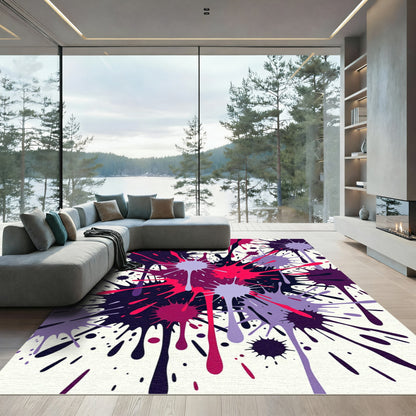 Bold Violet Red Splatter Burst Rug