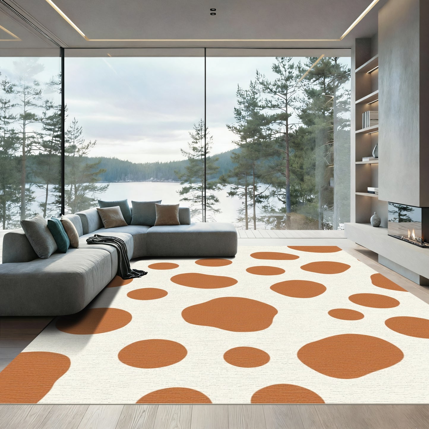 Terracotta Speckled Organic Shape Rug