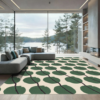 Deep Green Bean Diagonal Pattern Rug