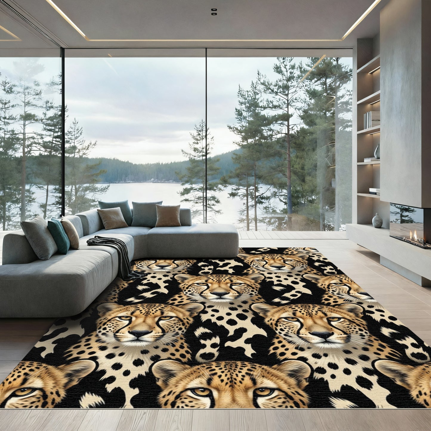 Vivid Cheetah Spots Animal Portrait Rug