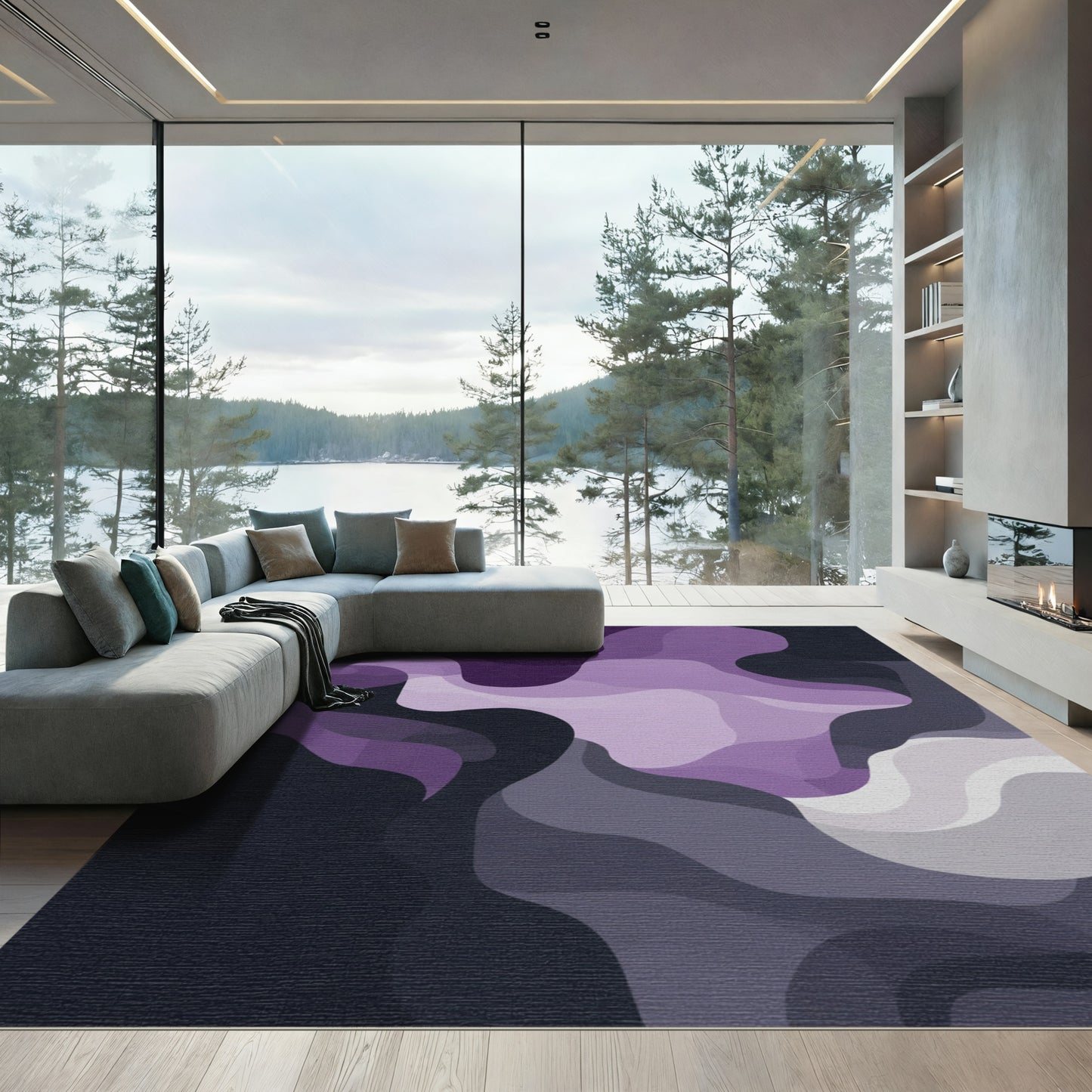 Amethyst Abstract Gradient Waves Rug