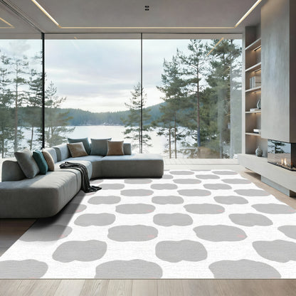 Gray Cloud Scatter With Pink Dot Rug