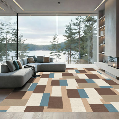 Earthy Tones Abstract Blocks Rug