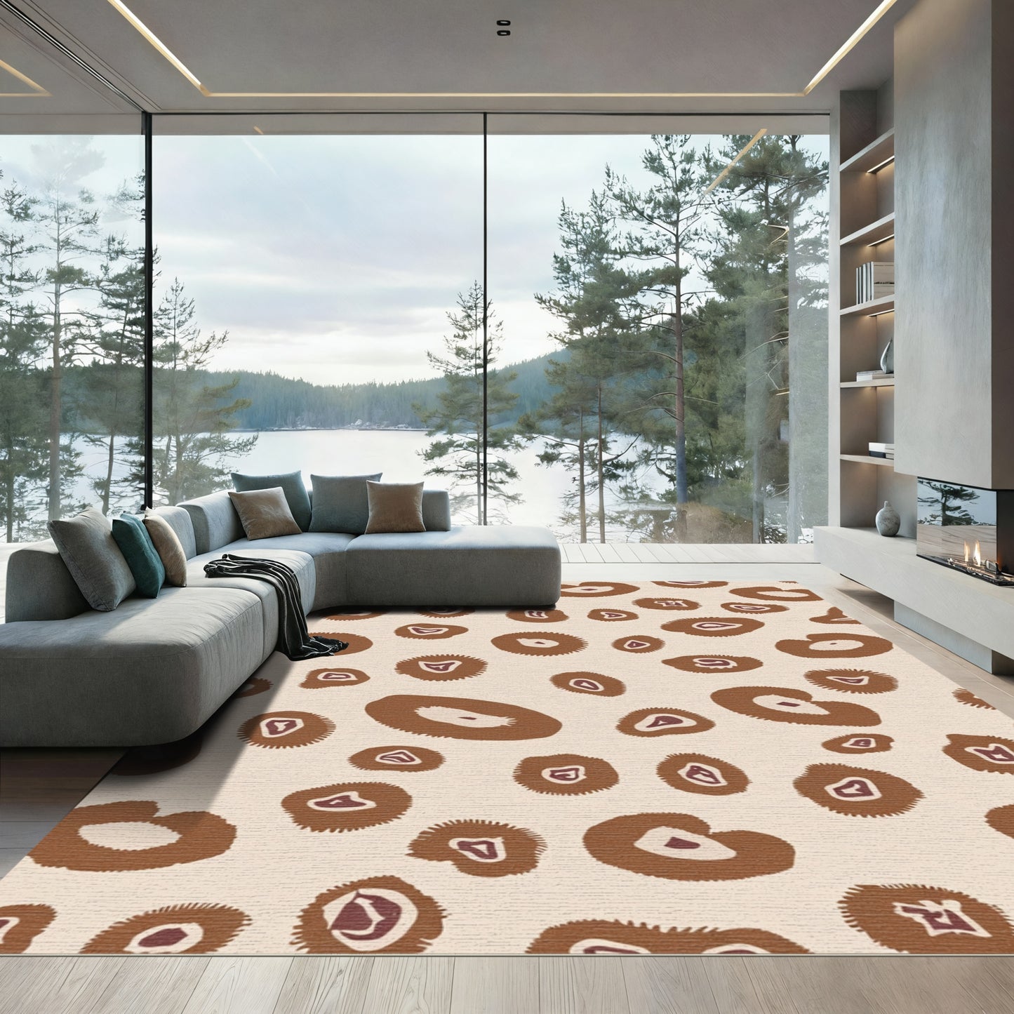Brown Tan Spots Scatter Rug