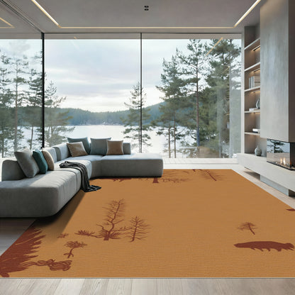 Woodland Creatures In Amber Landscape Rug