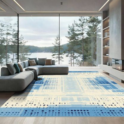 Abstract Blue Dots Geometric Rug